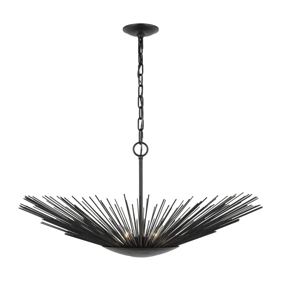 Helios One Light Pendant in Aged Iron