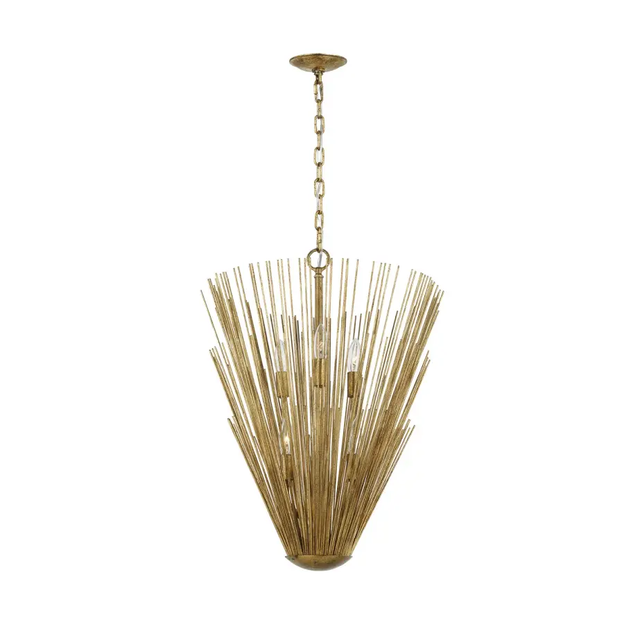 Helios Six Light Pendant in Antique Gild