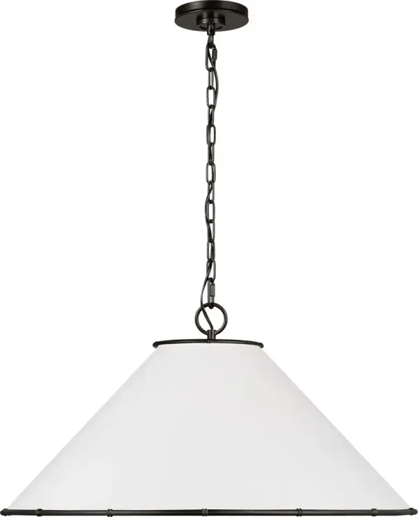 The Aldric Large Pendant combines aged iron craftsmanship with a substantial hanging shade design, perfect for making a statement in dining areas and kitchen islands. Its industrial aesthetic pairs beautifully with both modern and transitional interiors.