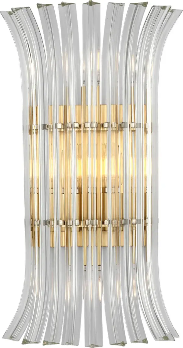 The Rhine 21" sconce combines traditional elegance with crystal sophistication. Its hand-rubbed antique brass finish and cascading crystal elements create a luxurious focal point perfect for formal spaces and upscale interiors.