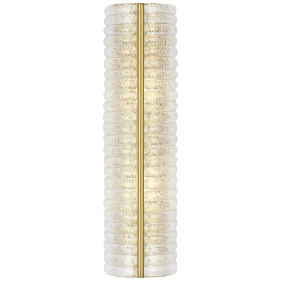 Claude 20" Linear Sconce in Hand-Rubbed Antique Brass with Clear Graniglia Glass - Image 2
