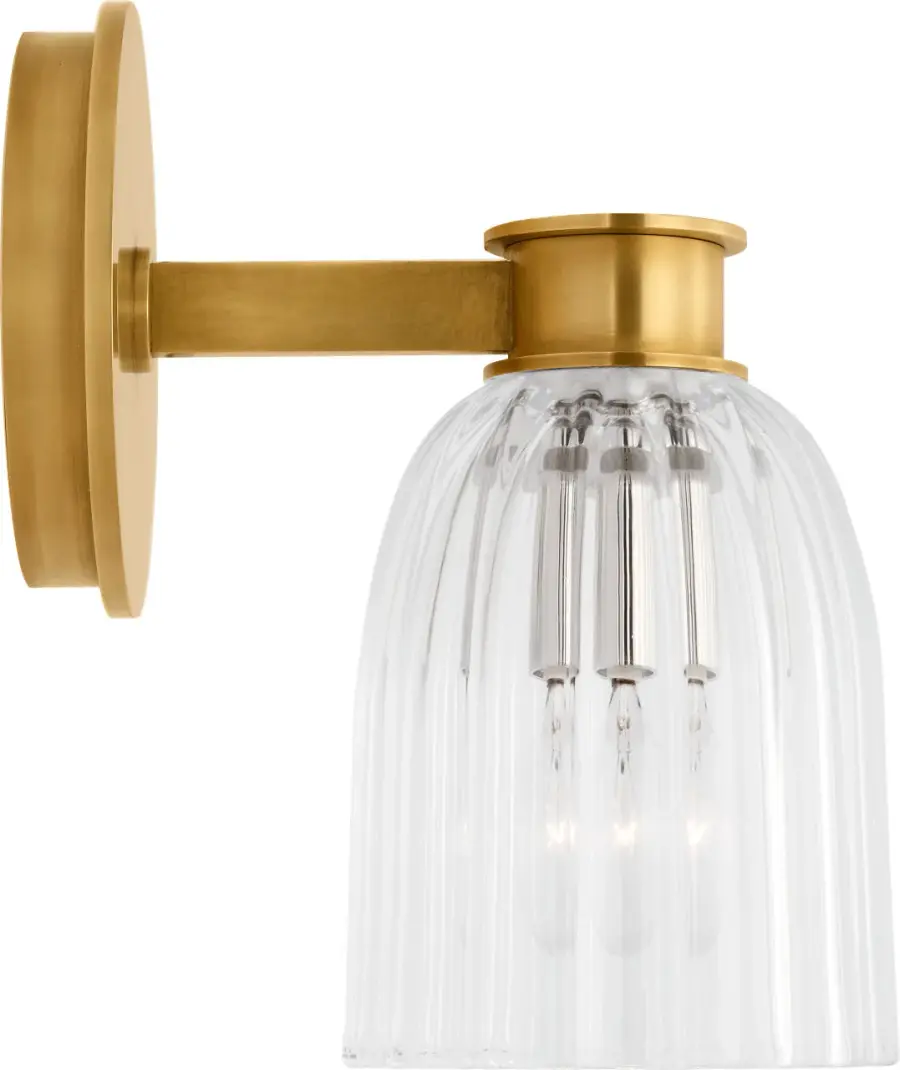 Asalea Single Sconce in Hand-Rubbed Antique Brass with Clear Glass - Image 3