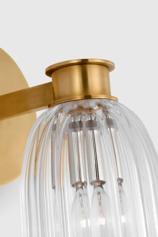 Asalea Single Sconce in Hand-Rubbed Antique Brass with Clear Glass - Image 4