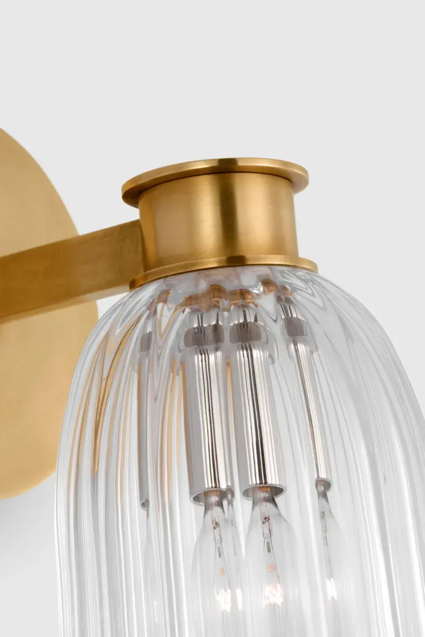 Asalea Single Sconce in Hand-Rubbed Antique Brass with Clear Glass - Image 4
