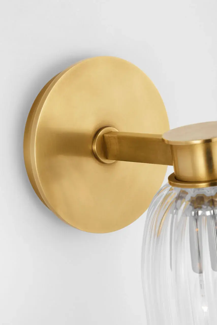 Asalea Single Sconce in Hand-Rubbed Antique Brass with Clear Glass - Image 5