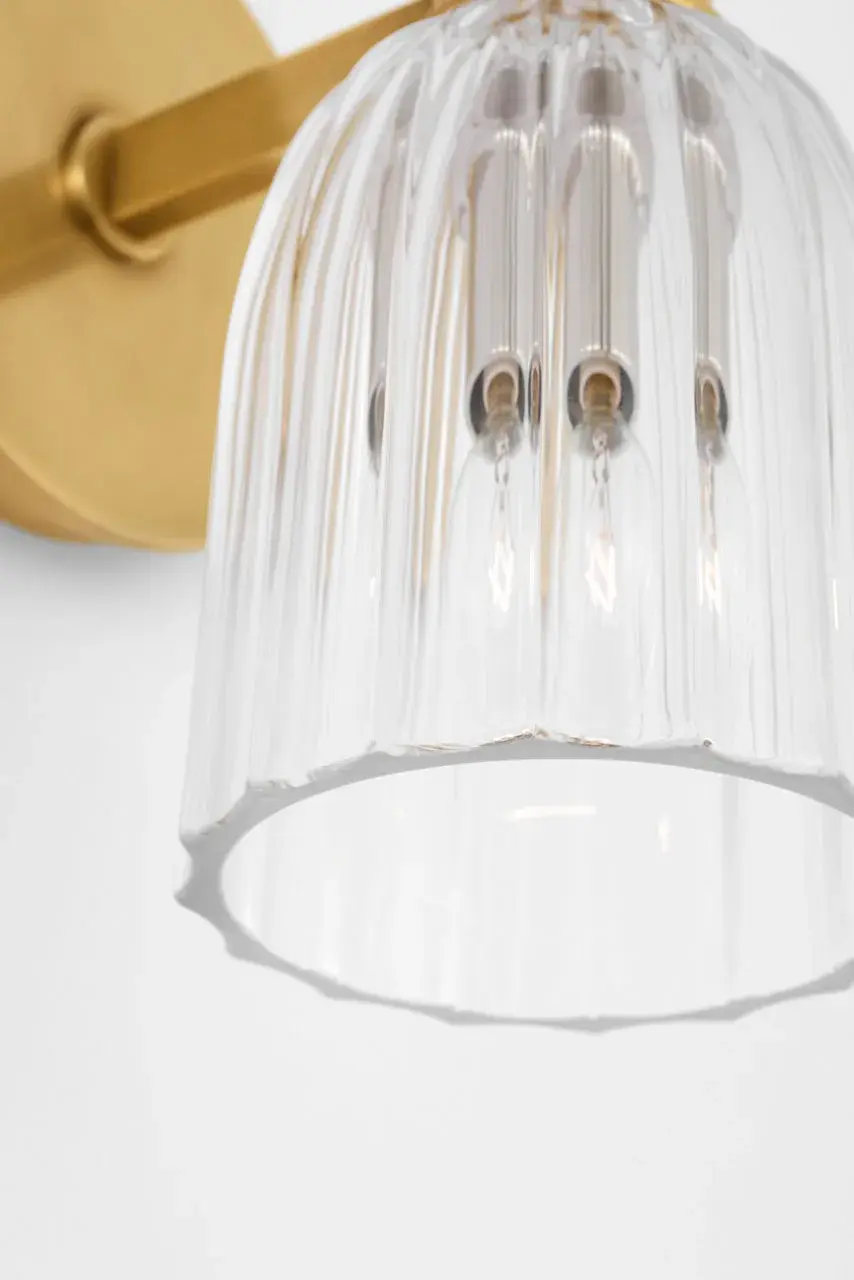 Asalea Single Sconce in Hand-Rubbed Antique Brass with Clear Glass - Image 6