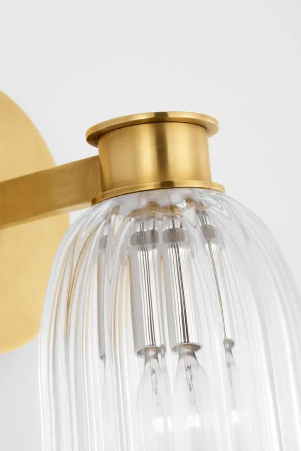 Asalea Single Sconce in Hand-Rubbed Antique Brass with Clear Glass - Image 7