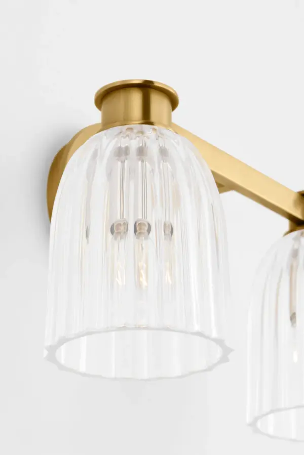 Asalea Double Sconce in Hand-Rubbed Antique Brass with Clear Glass - Image 3