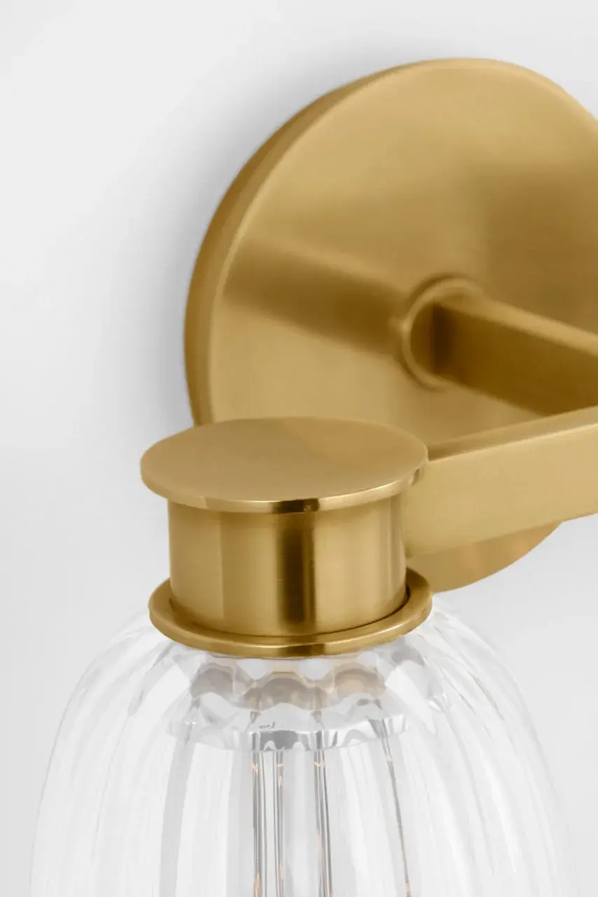 Asalea Double Sconce in Hand-Rubbed Antique Brass with Clear Glass - Image 5