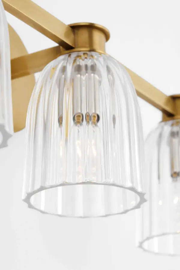 Asalea Triple Vanity Light in Hand-Rubbed Antique Brass with Clear Glass - Image 3