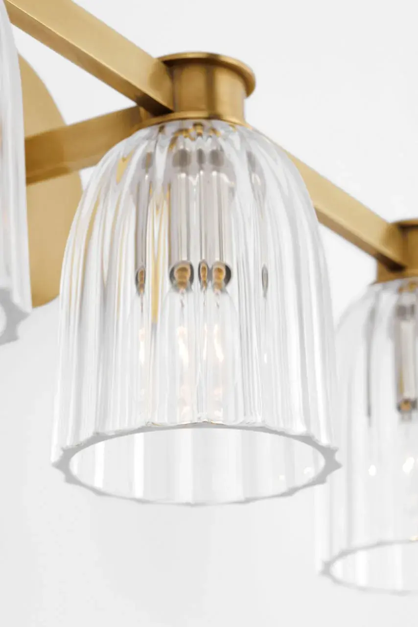 Asalea Triple Vanity Light in Hand-Rubbed Antique Brass with Clear Glass - Image 3