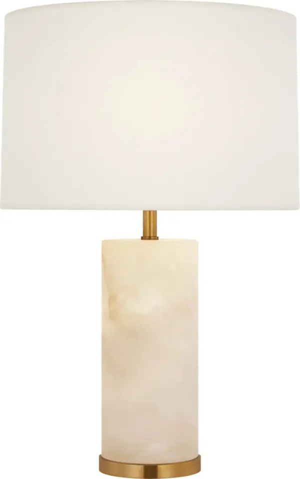 The Lineham cordless accent lamp combines natural alabaster stone with a refined linen shade, offering portable luxury lighting. At 16" tall, it's perfectly sized for bedside tables and accent surfaces.