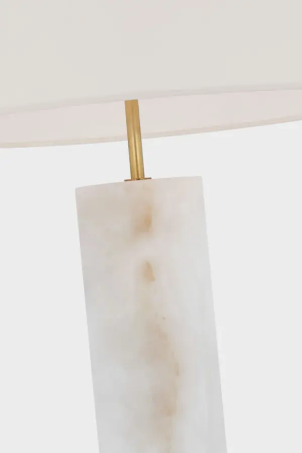 The Lineham combines natural alabaster stone with modern cordless convenience, offering sophisticated portable lighting. The linen shade provides warm, diffused illumination perfect for intimate spaces. - alternate view