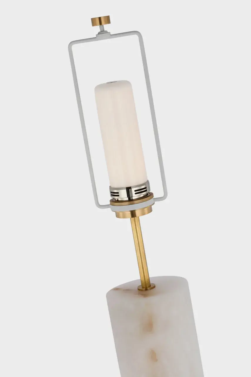 Lineham Cordless Table Lamp in Alabaster with Linen Shade - Image 3