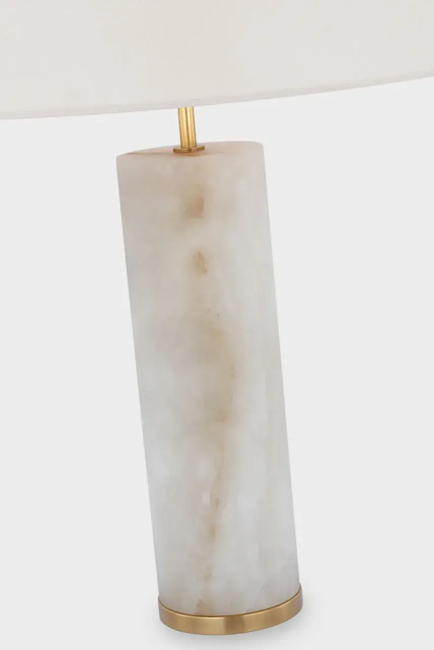 Lineham Cordless Table Lamp in Alabaster with Linen Shade - Image 4