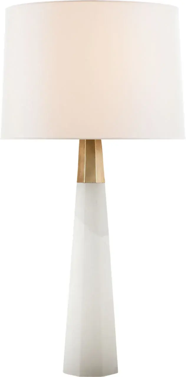 Olsen Cordless Table Lamp in Alabaster with Linen Shade - Image 1
