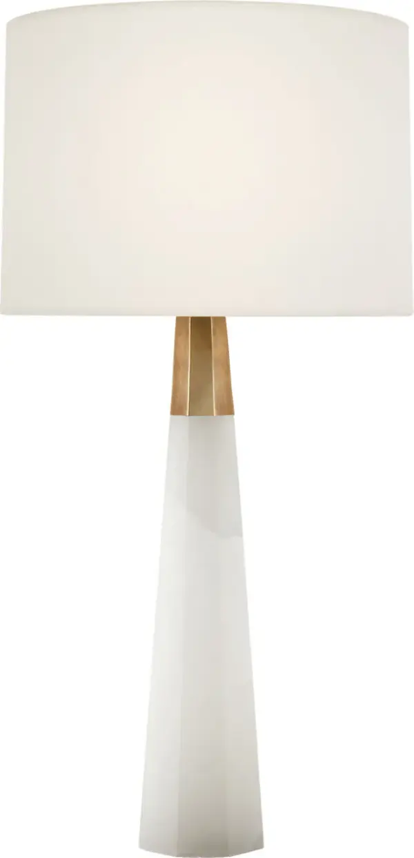 Olsen Cordless Table Lamp in Alabaster with Linen Shade - Image 5