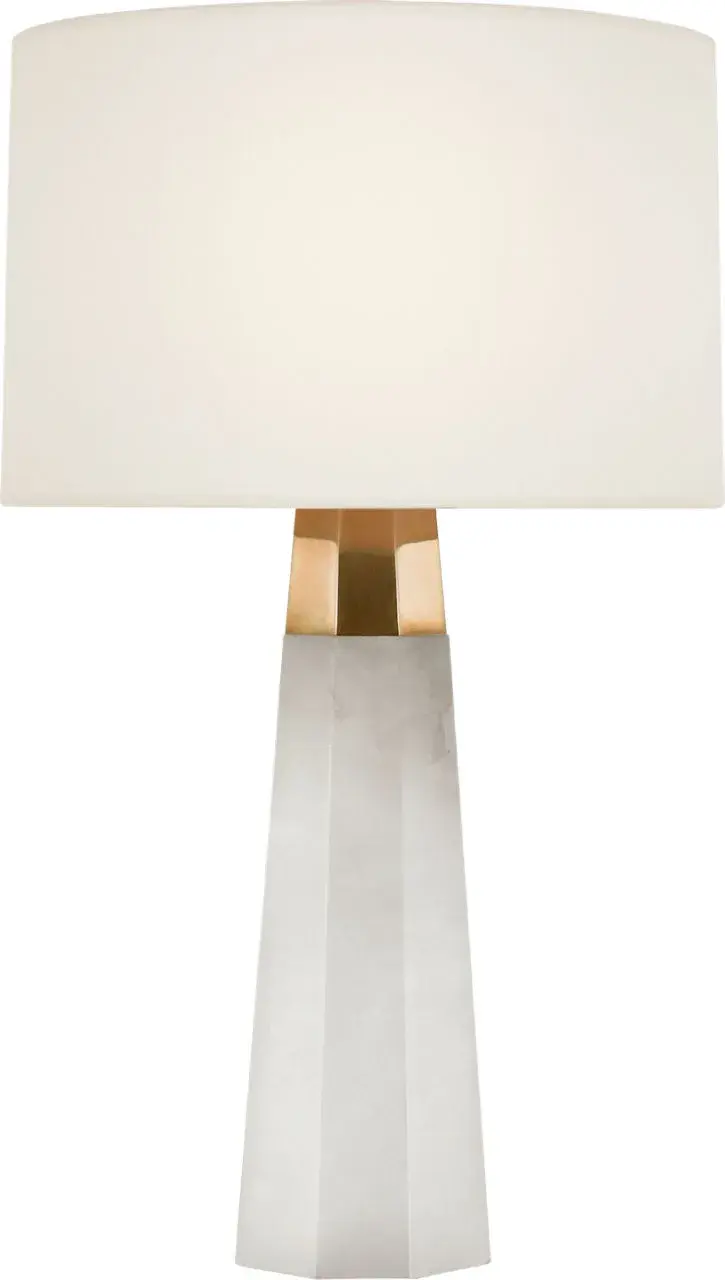 Olsen 15" Cordless Accent Lamp in Alabaster with Linen Shade - Image 1