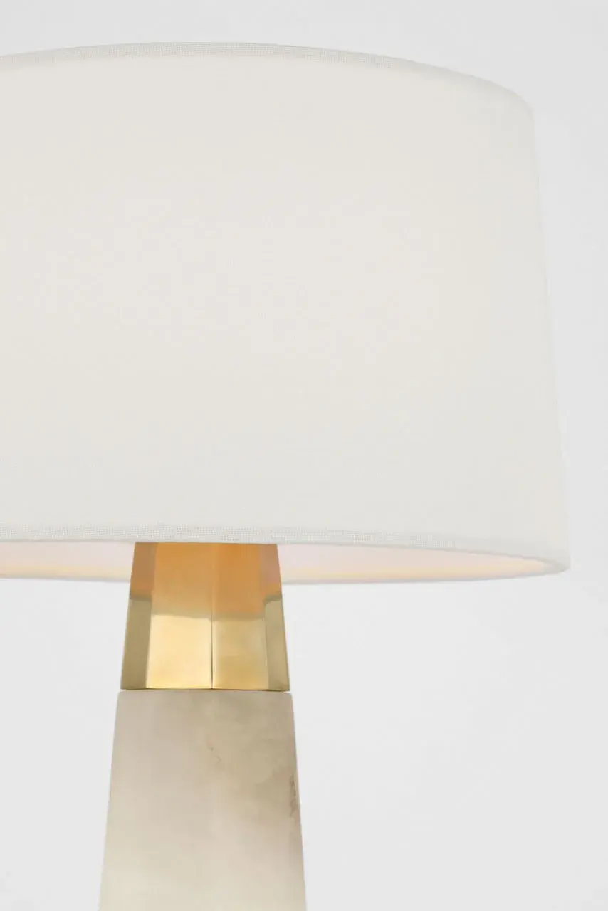 Olsen 15" Cordless Accent Lamp in Alabaster with Linen Shade - Image 3