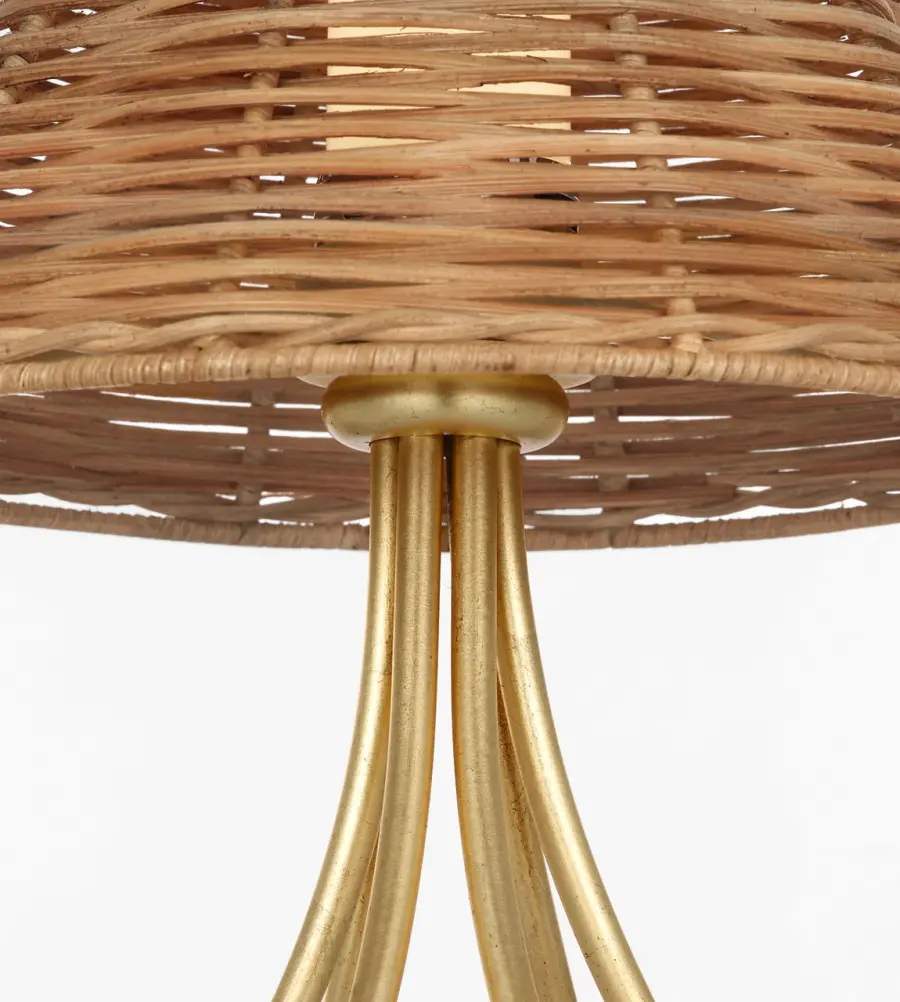 Jeanne 13" Cordless Accent Lamp in Gild with Natural Wicker Shade - Image 2