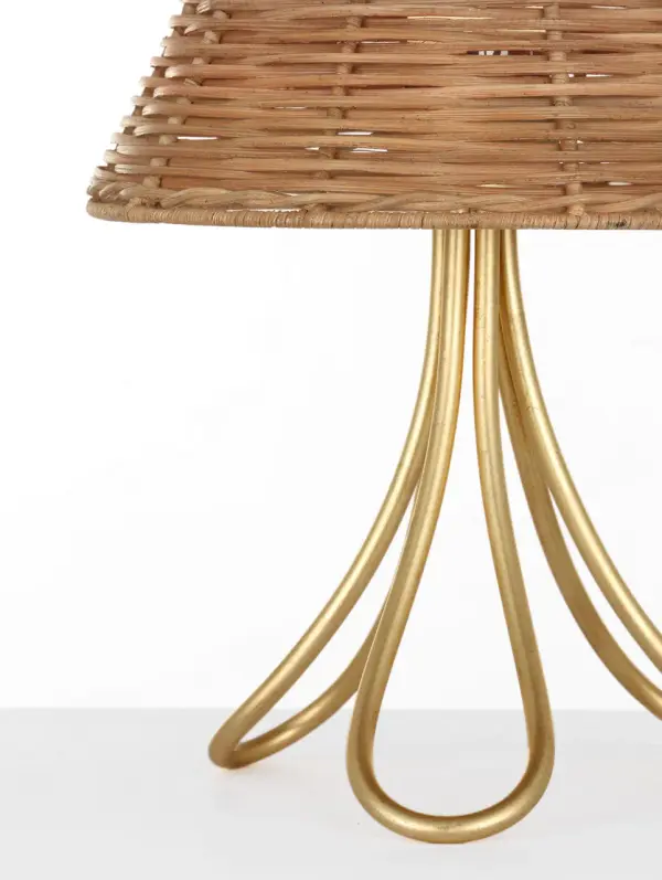 Jeanne 13" Cordless Accent Lamp in Gild with Natural Wicker Shade - Image 3