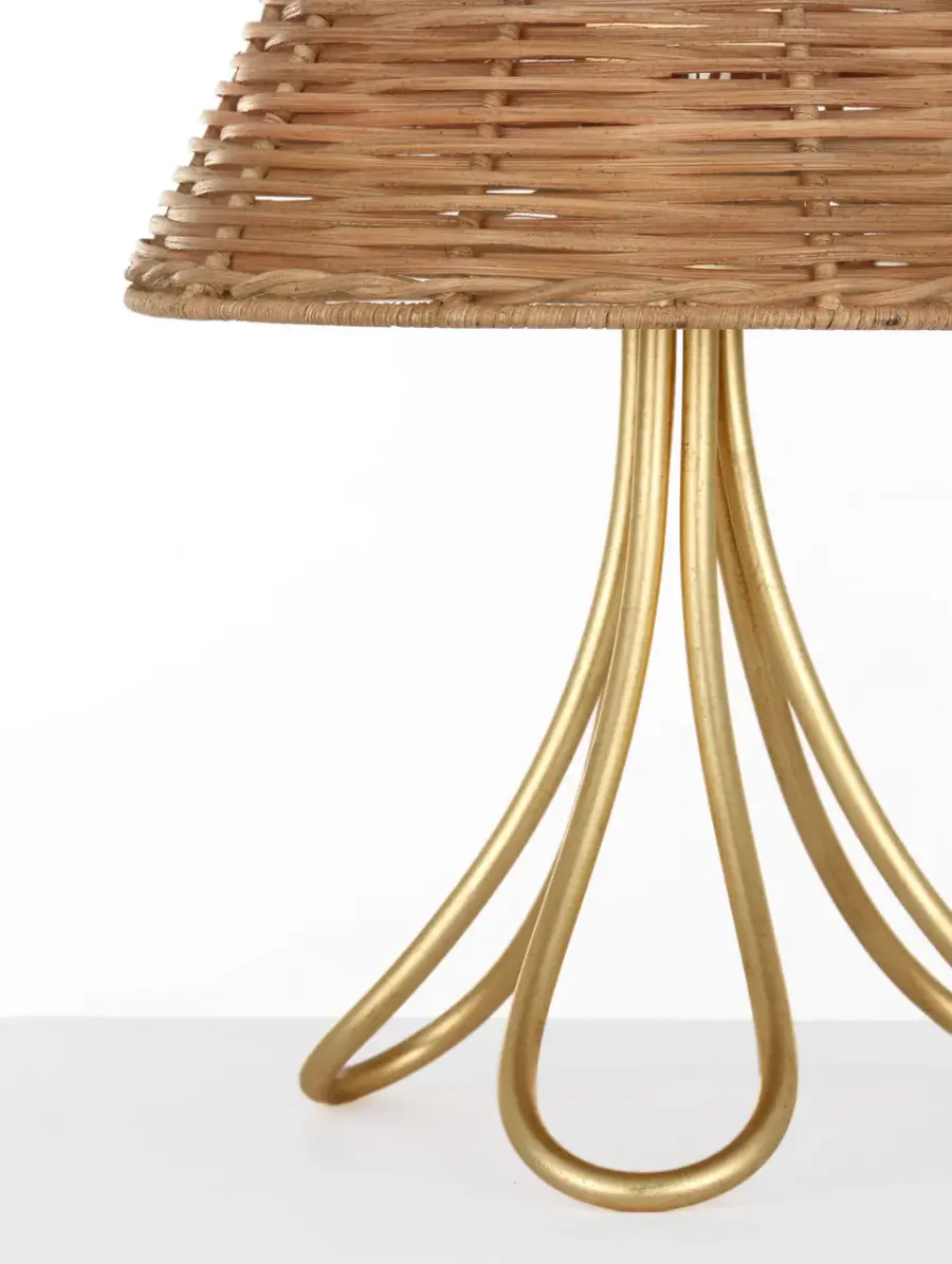 Jeanne 13" Cordless Accent Lamp in Gild with Natural Wicker Shade - Image 3