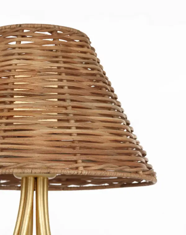 Jeanne 13" Cordless Accent Lamp in Gild with Natural Wicker Shade - Image 4