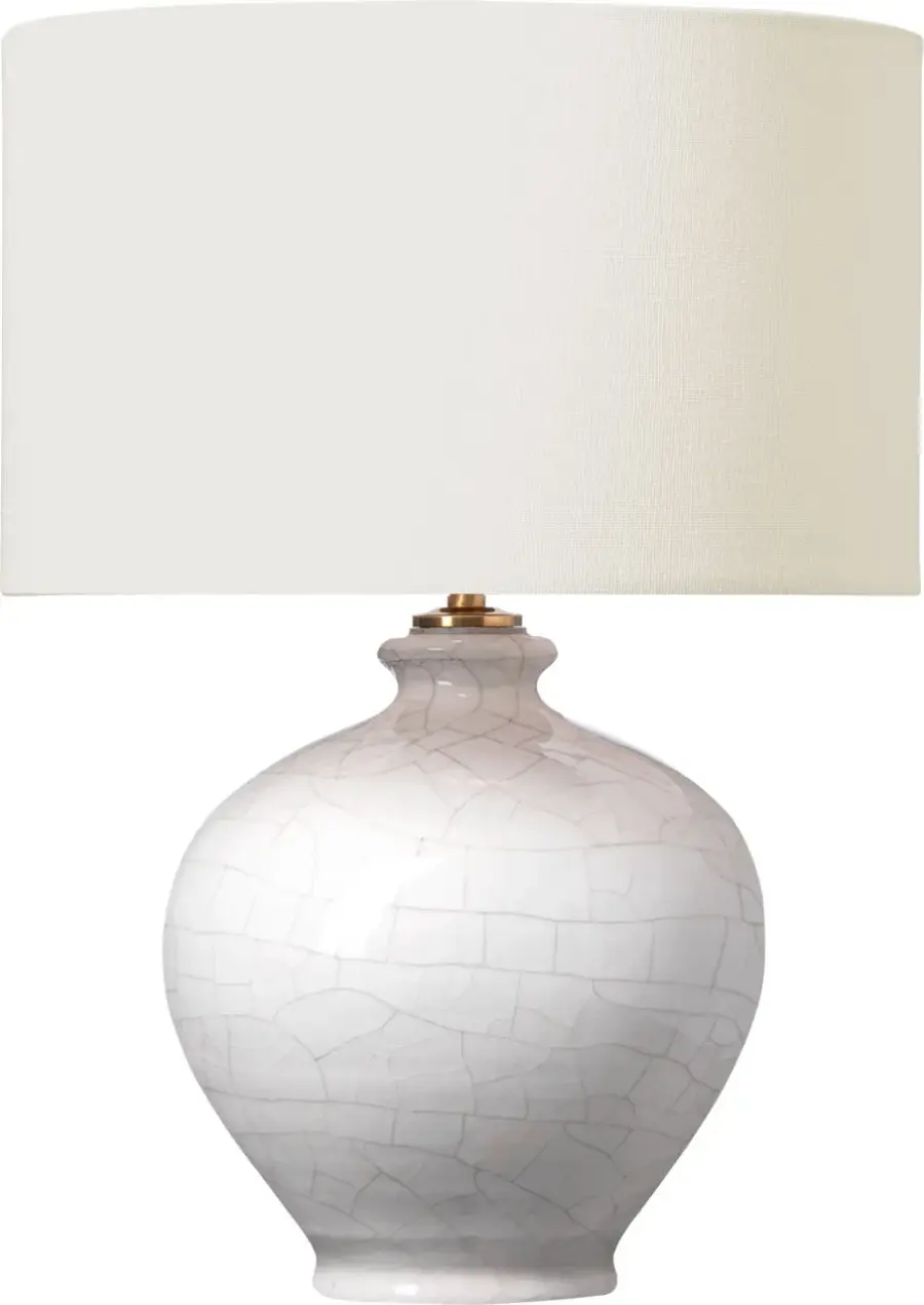 Gaios 13" Cordless Accent Lamp in Crackled Ivory with Linen Shade - Image 1
