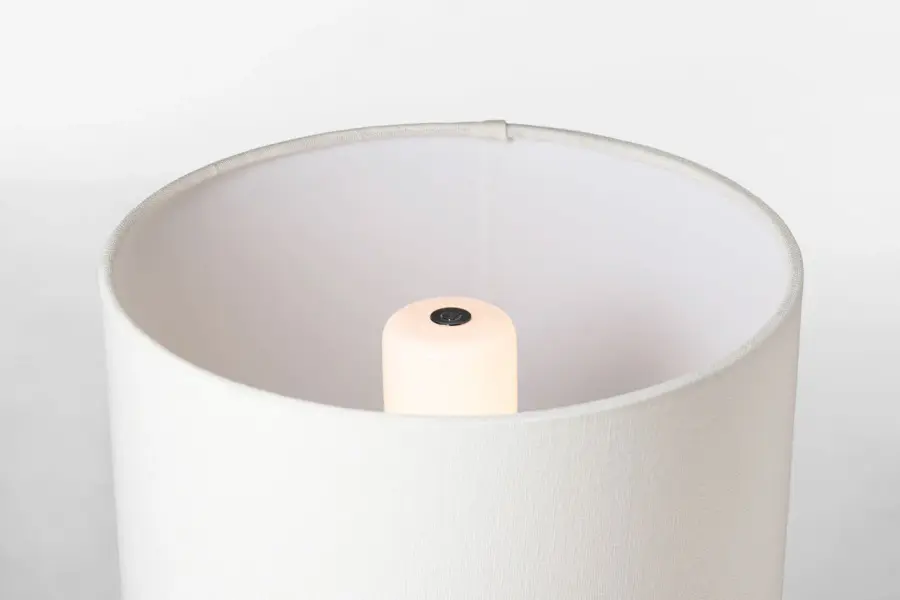Gaios 13" Cordless Accent Lamp in Crackled Ivory with Linen Shade - Image 3