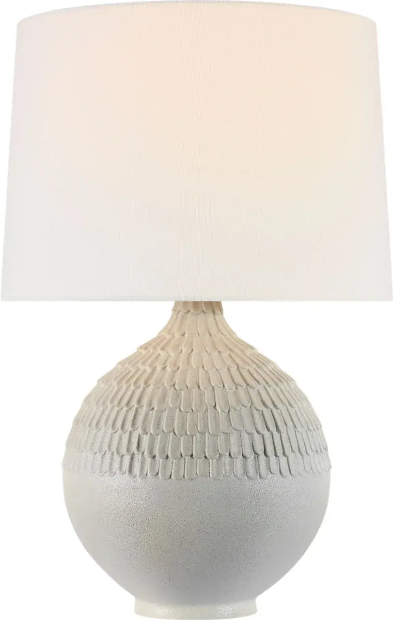 Morava 28" Hand Carved Table Lamp in Volcanic White - Image 1