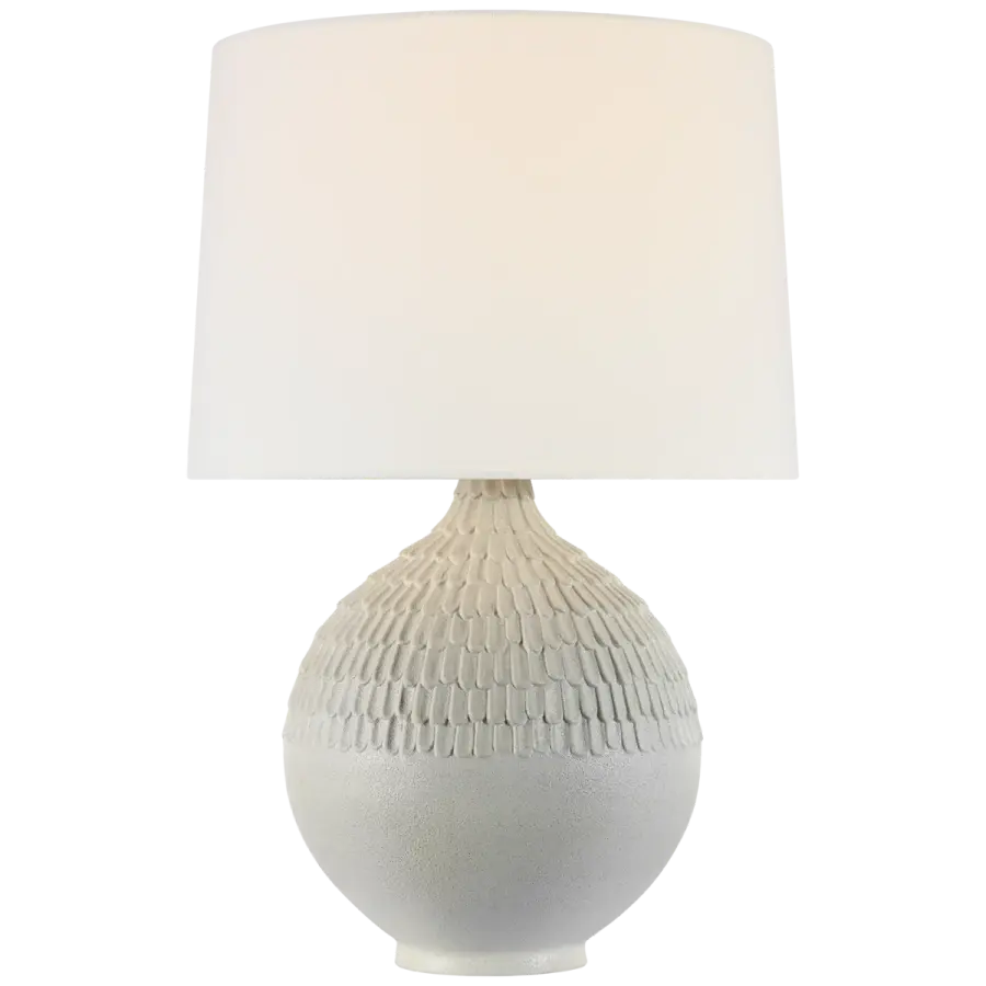 Morava 28" Hand Carved Table Lamp in Volcanic White - Image 2