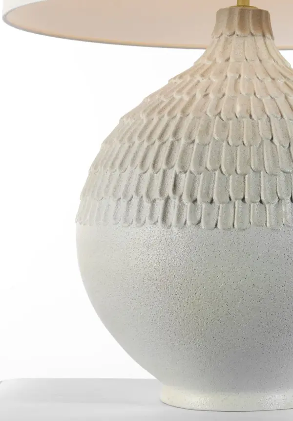 Morava 28" Hand Carved Table Lamp in Volcanic White - Image 4