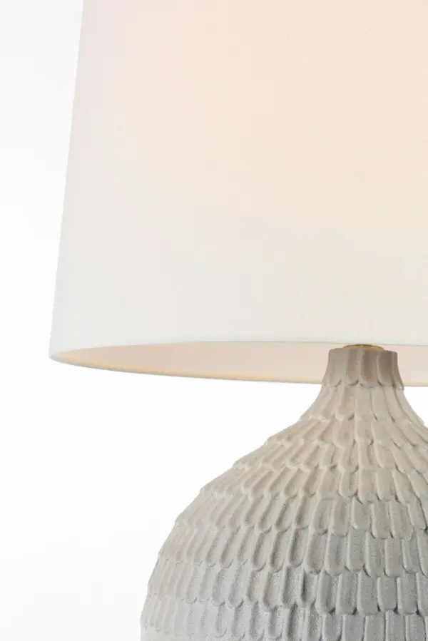 Morava 28" Hand Carved Table Lamp in Volcanic White - Image 5