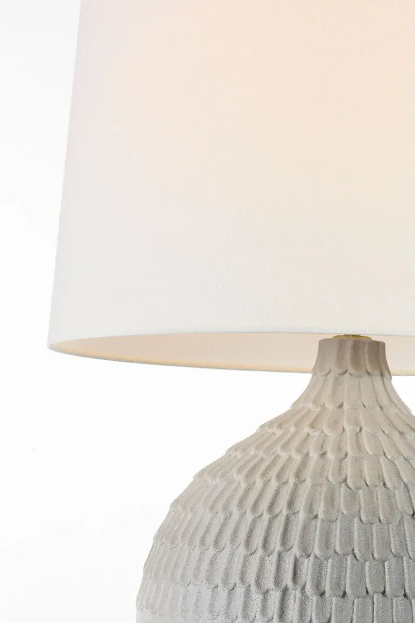 Morava 28" Hand Carved Table Lamp in Volcanic White - Image 5