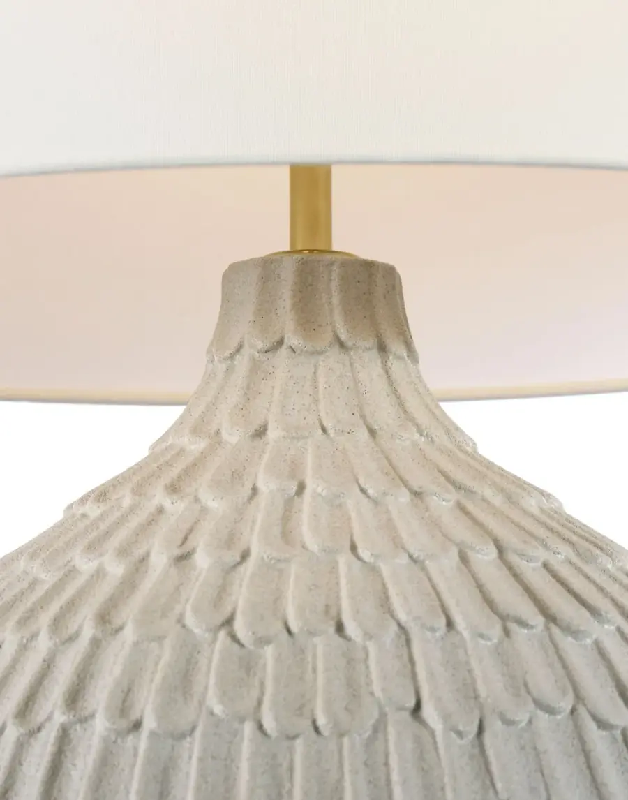 Morava 28" Hand Carved Table Lamp in Volcanic White - Image 6
