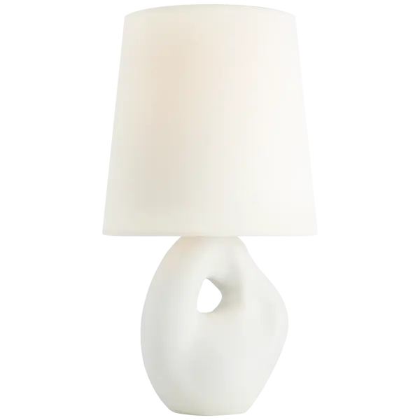 Adria 16" Cordless Table Lamp in Plaster White with Linen Shade - Image 3