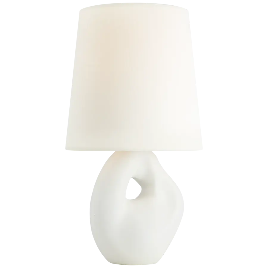 Adria 16" Cordless Table Lamp in Plaster White with Linen Shade - Image 3