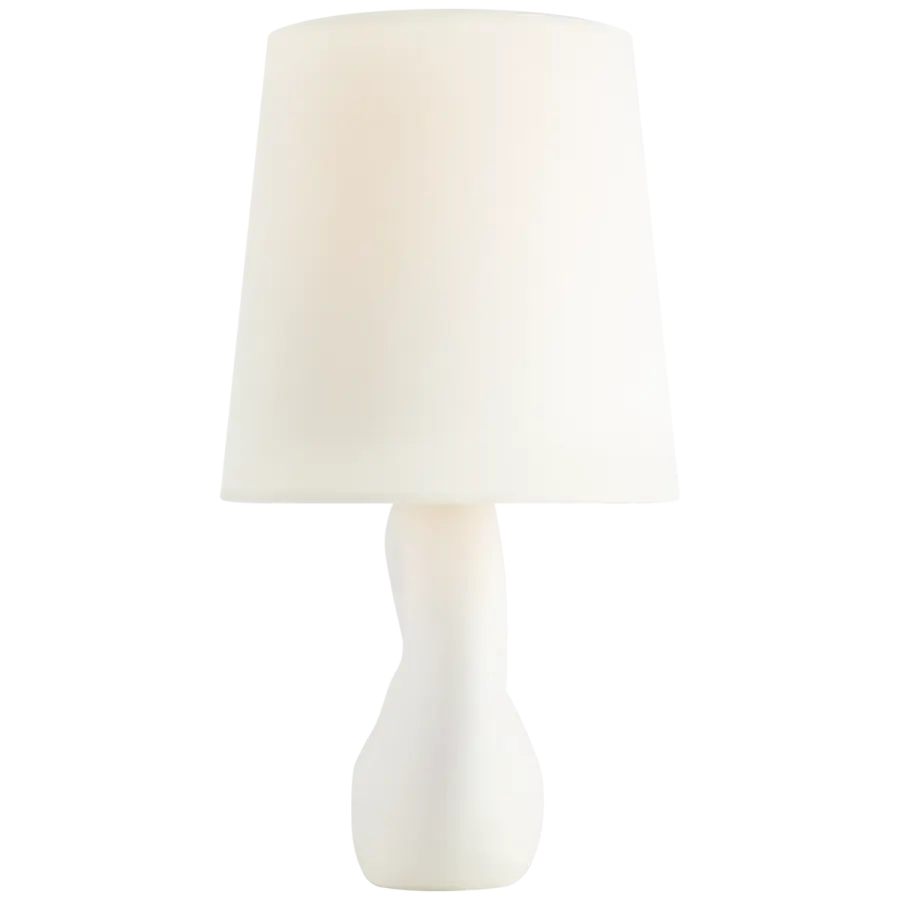 Adria 16" Cordless Table Lamp in Plaster White with Linen Shade - Image 5