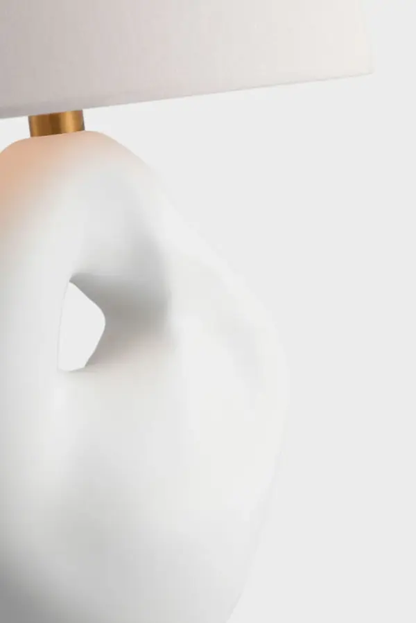 Elegant Plaster White Table Lamp with Timeless Appeal - Image 5