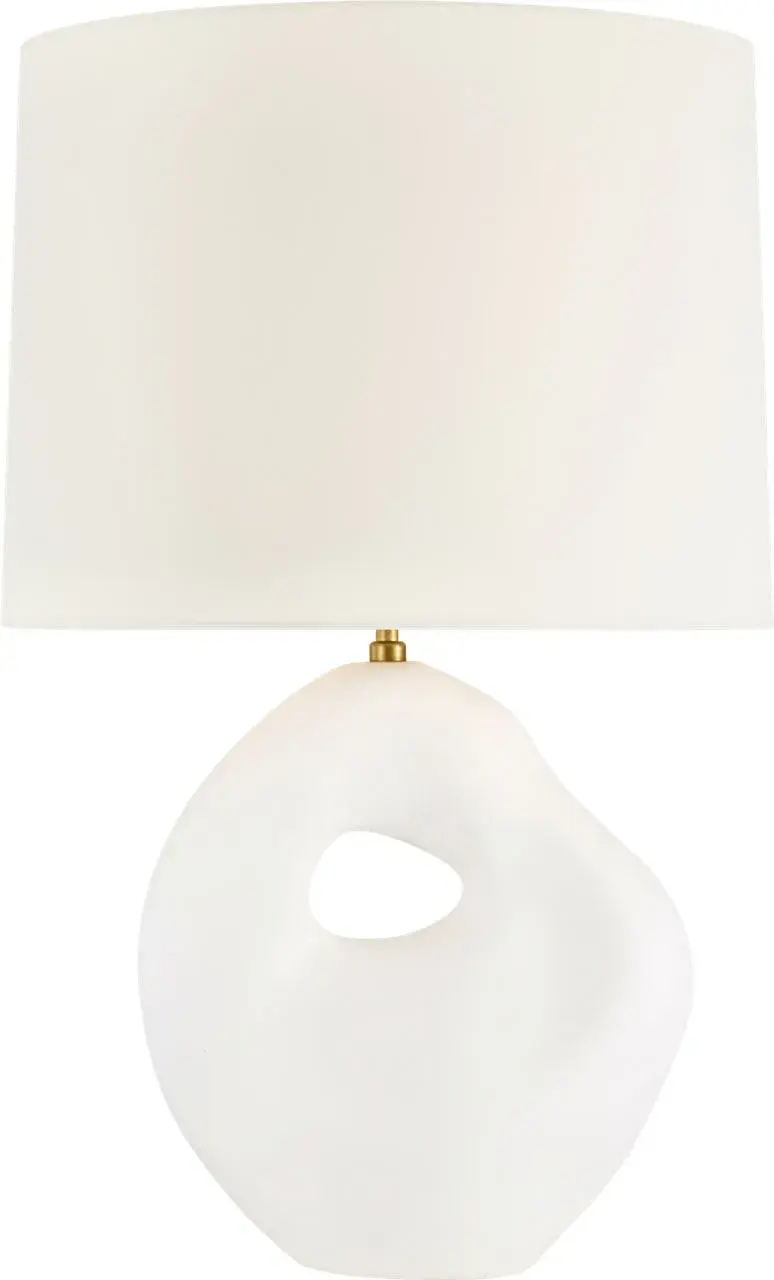 Adria 25" Cordless Table Lamp in Plaster White with Linen Shade - Image 2
