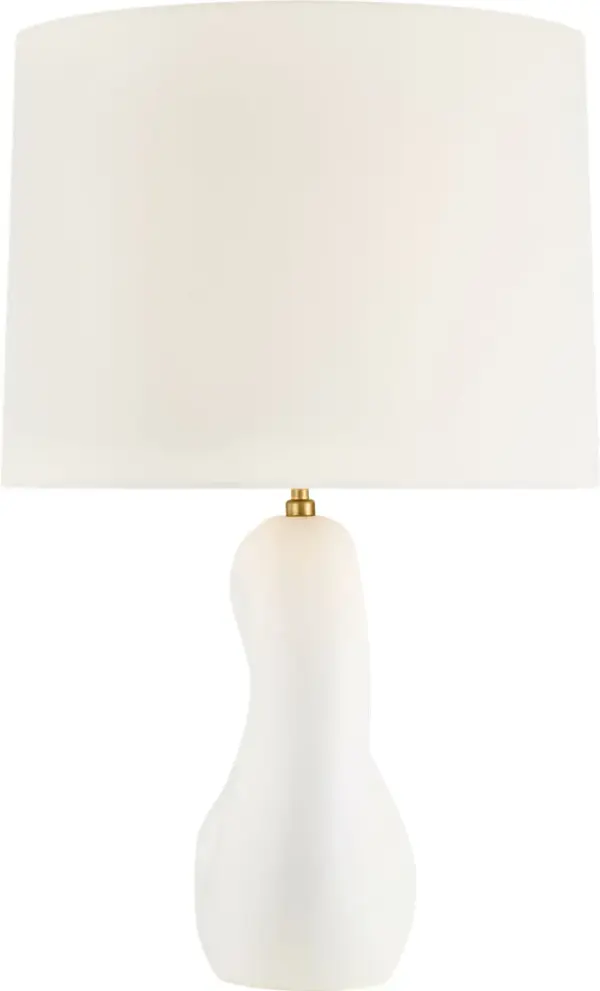 Adria 25" Cordless Table Lamp in Plaster White with Linen Shade - Image 3