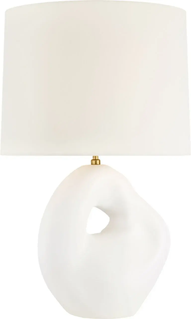 Adria 25" Cordless Table Lamp in Plaster White with Linen Shade - Image 4