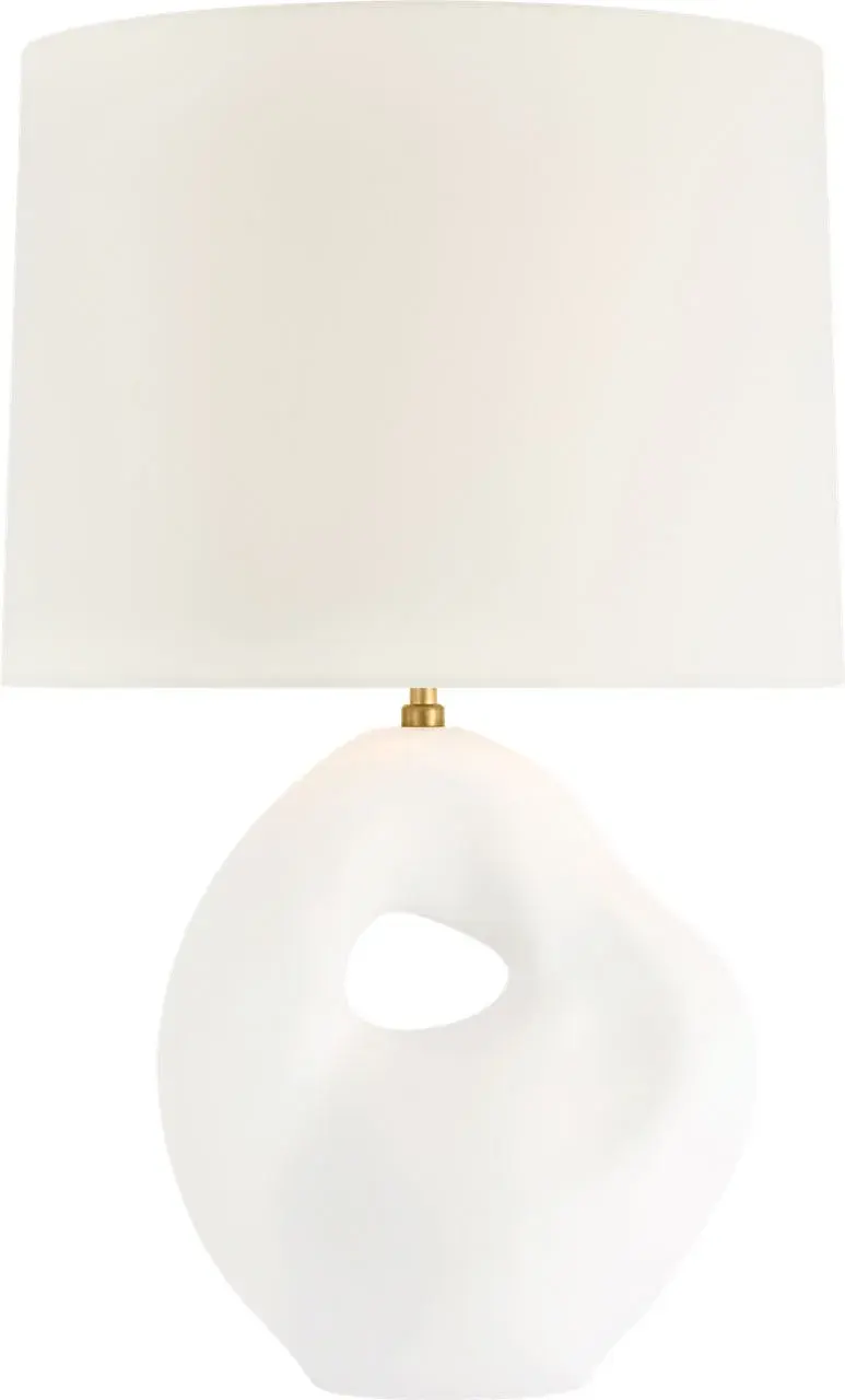Elegant Transitional Table Lamp with Textured Plaster White Finish - Image 1