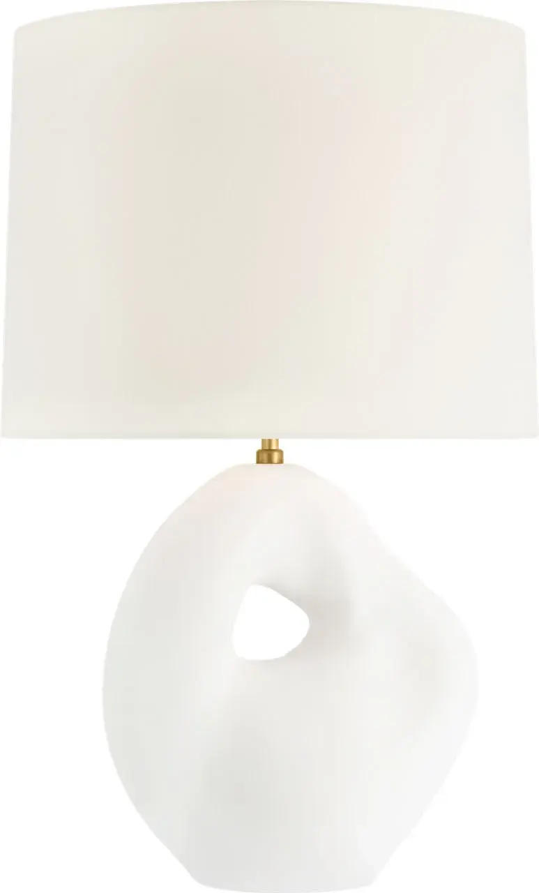 Elegant Transitional Table Lamp with Textured Plaster White Finish - Image 2