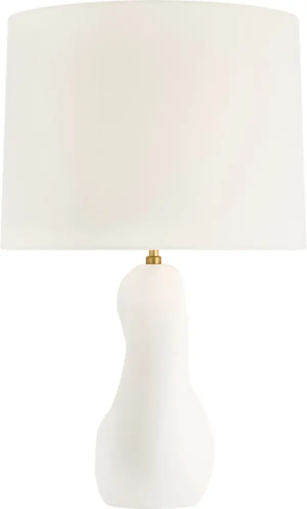 Elegant Transitional Table Lamp with Textured Plaster White Finish - Image 3