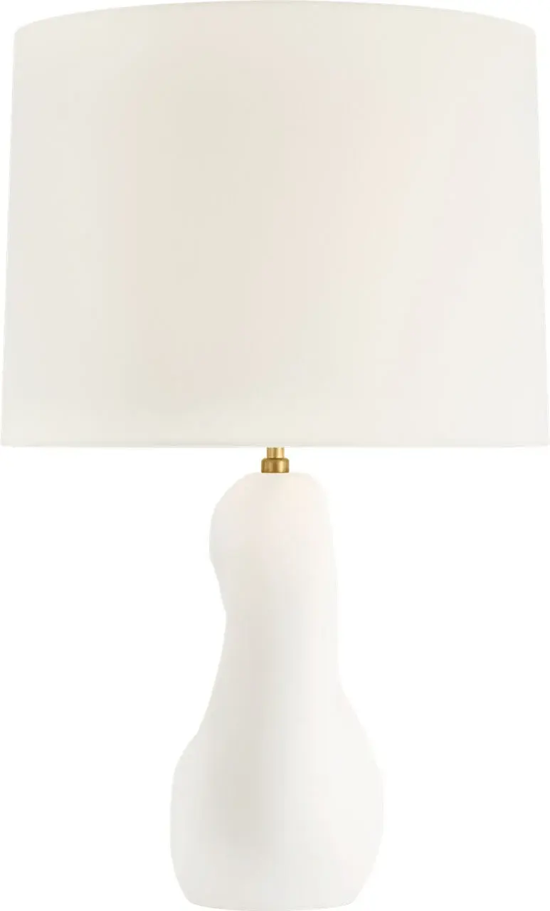 Elegant Transitional Table Lamp with Textured Plaster White Finish - Image 3