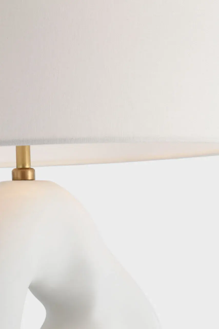 Elegant Transitional Table Lamp with Textured Plaster White Finish - Image 4