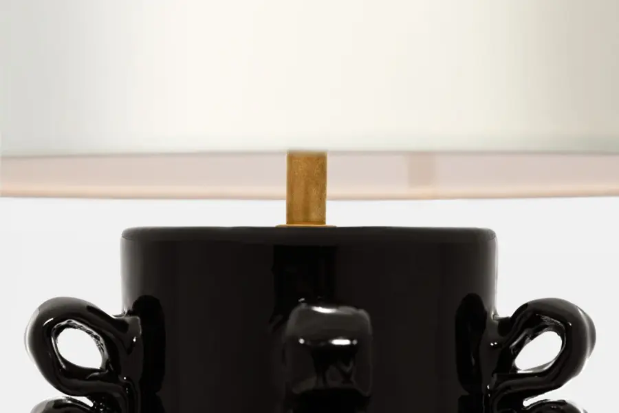 Amandine 25" Table Lamp in Raven Black with Linen Shade - Image 3