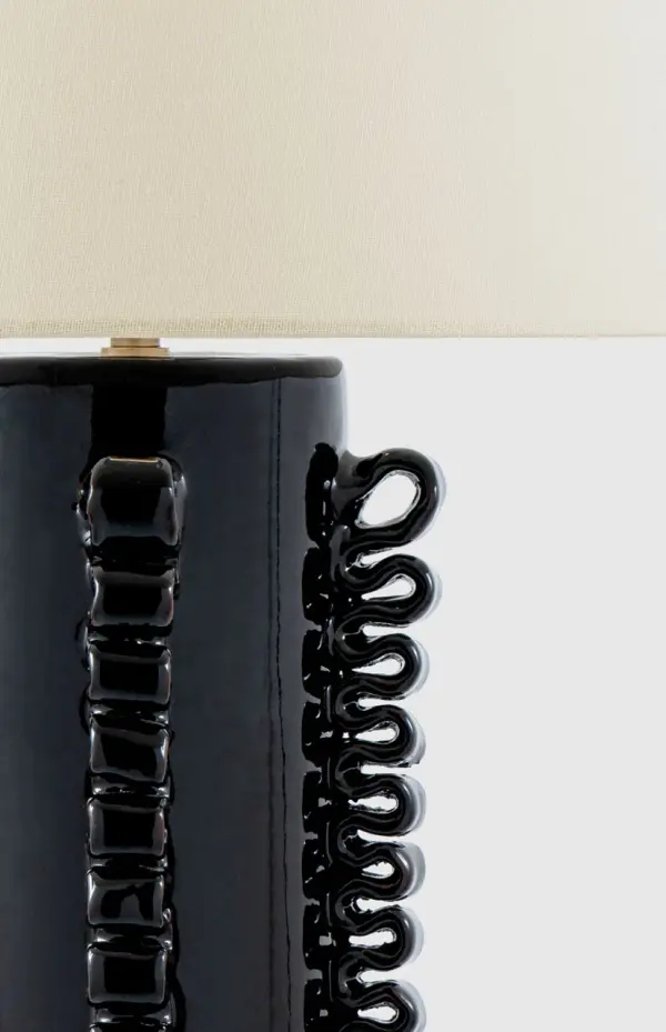 Amandine 25" Table Lamp in Raven Black with Linen Shade - Image 6