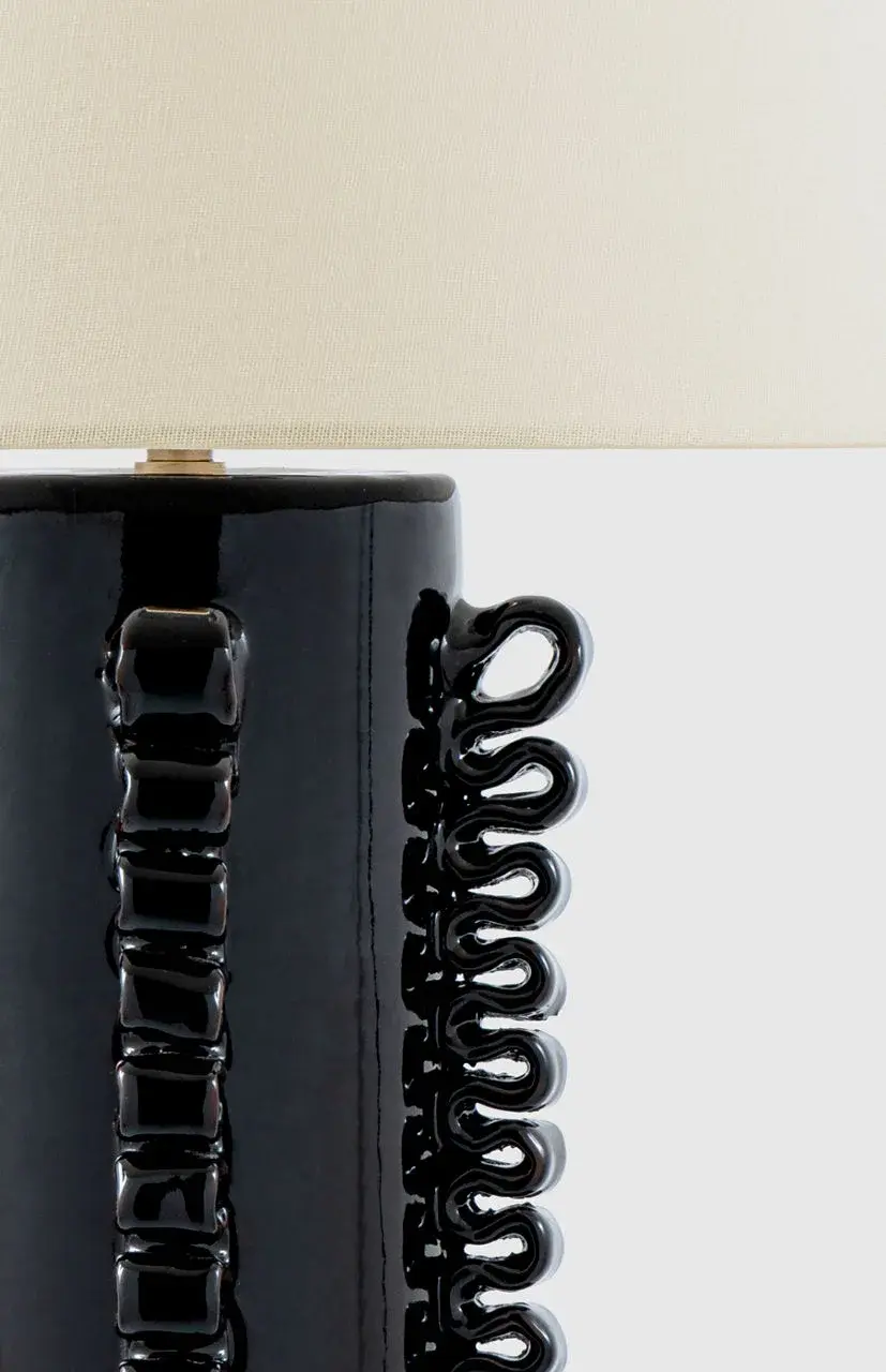 Amandine 25" Table Lamp in Raven Black with Linen Shade - Image 6
